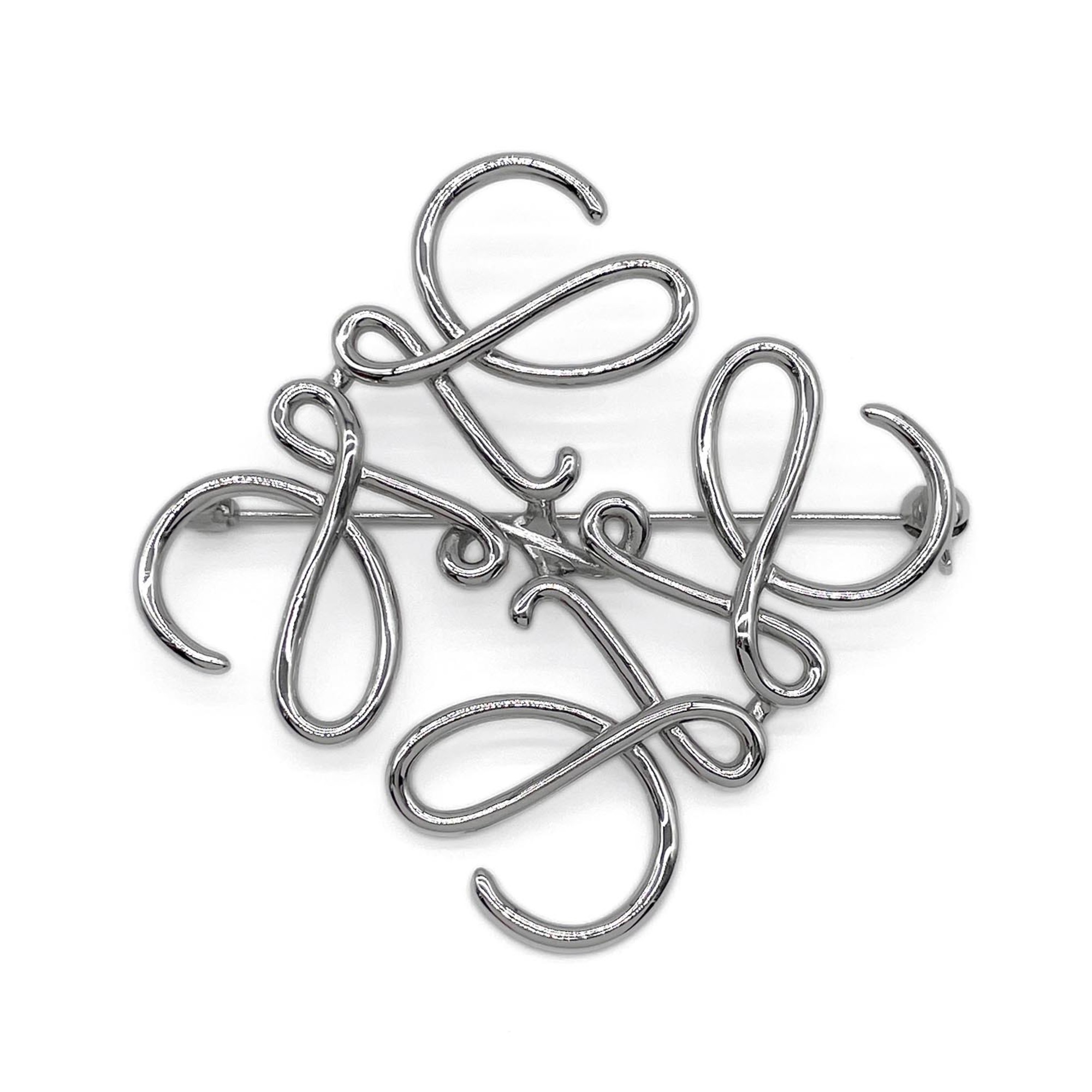 Loewe Anagram Brooch, 5cm X 5.2cm, 111.25.020, Metal, Silver, Women's.